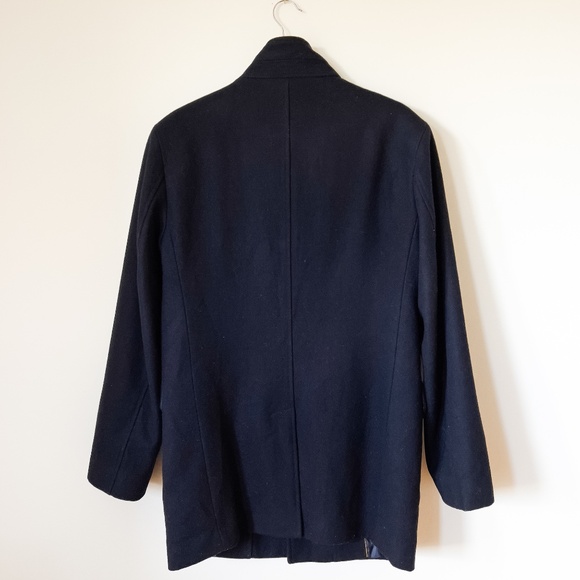 Cole Haan Navy Blue Wool Button Up Car Coat Size Small Classic Winter - Picture 4 of 12